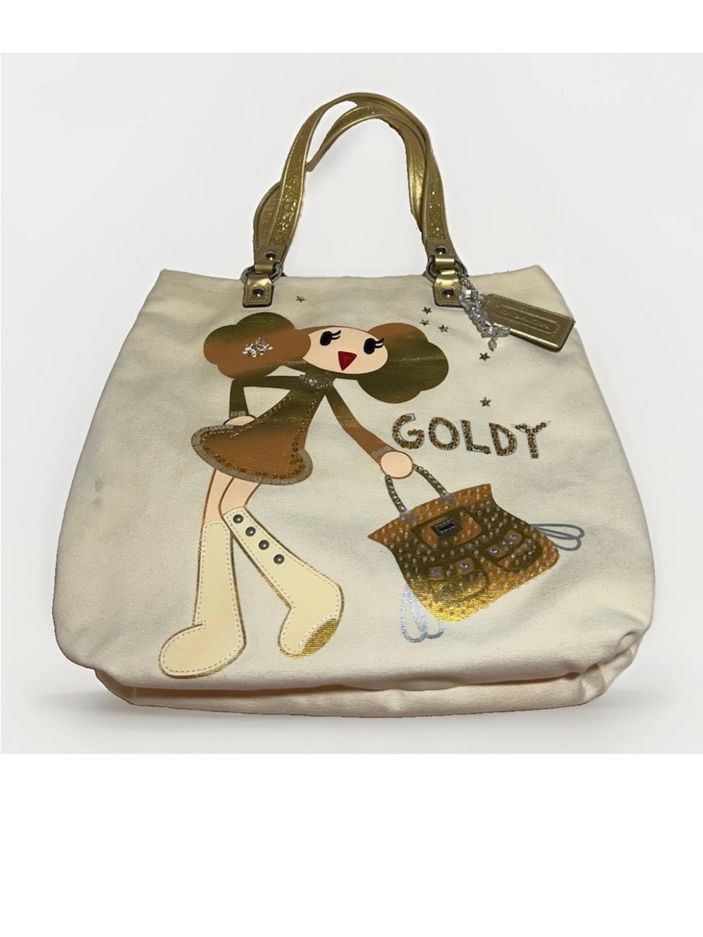 Coach Poppy-Chan “GOLDY” Canvas Glam Tote, LIMITED EDITION 2010 Style: (15545)